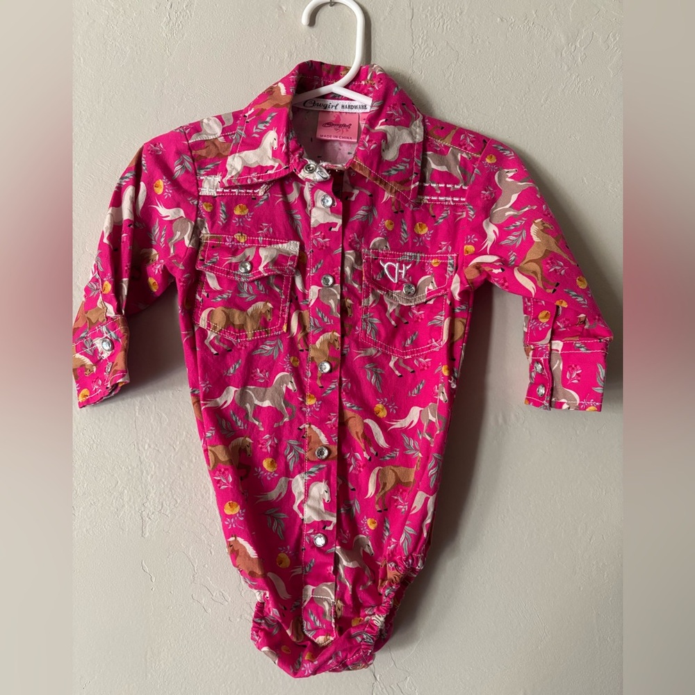 Cowgirl Hardware Pink Horse Romper